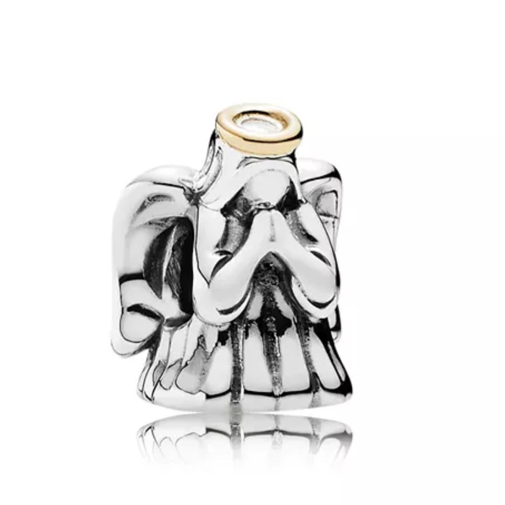 Genuine Pandora Two Tone Silver & 14k Gold Praying Divine Angel Charm 791770